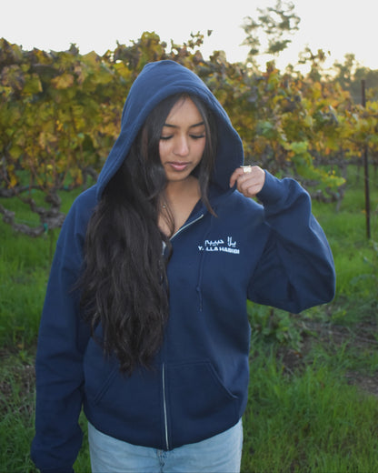 "Yalla Habibi" Embroidered Zip-up Hoodie